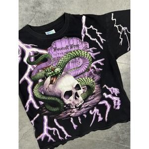 American Thunder Vintage 90s Skeleton AOP Graphic T-Shirt